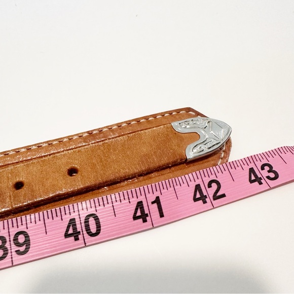 Tooled Leather Western Southwestern Buckle Waist Belt - Picture 8 of 8